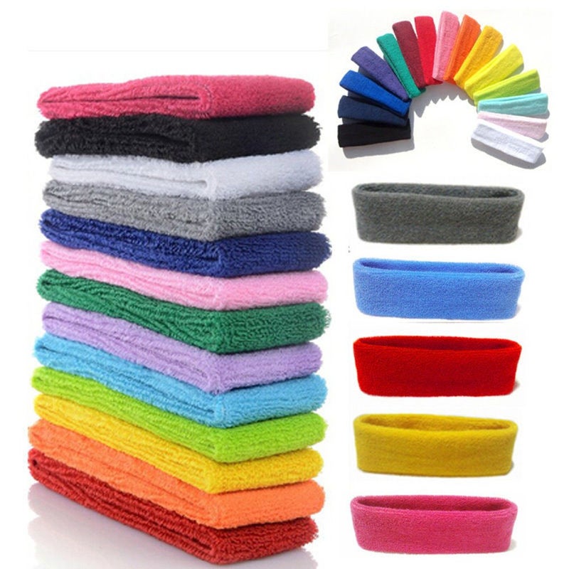 Yeshan 12 Packs Wicking Stretchy Athletic Sweatband/Sport Headbands/Head wrap/Yoga Headband/Head Scarf/Best Looking Hairband for Sports or Fashion,Towel Material - Image 1